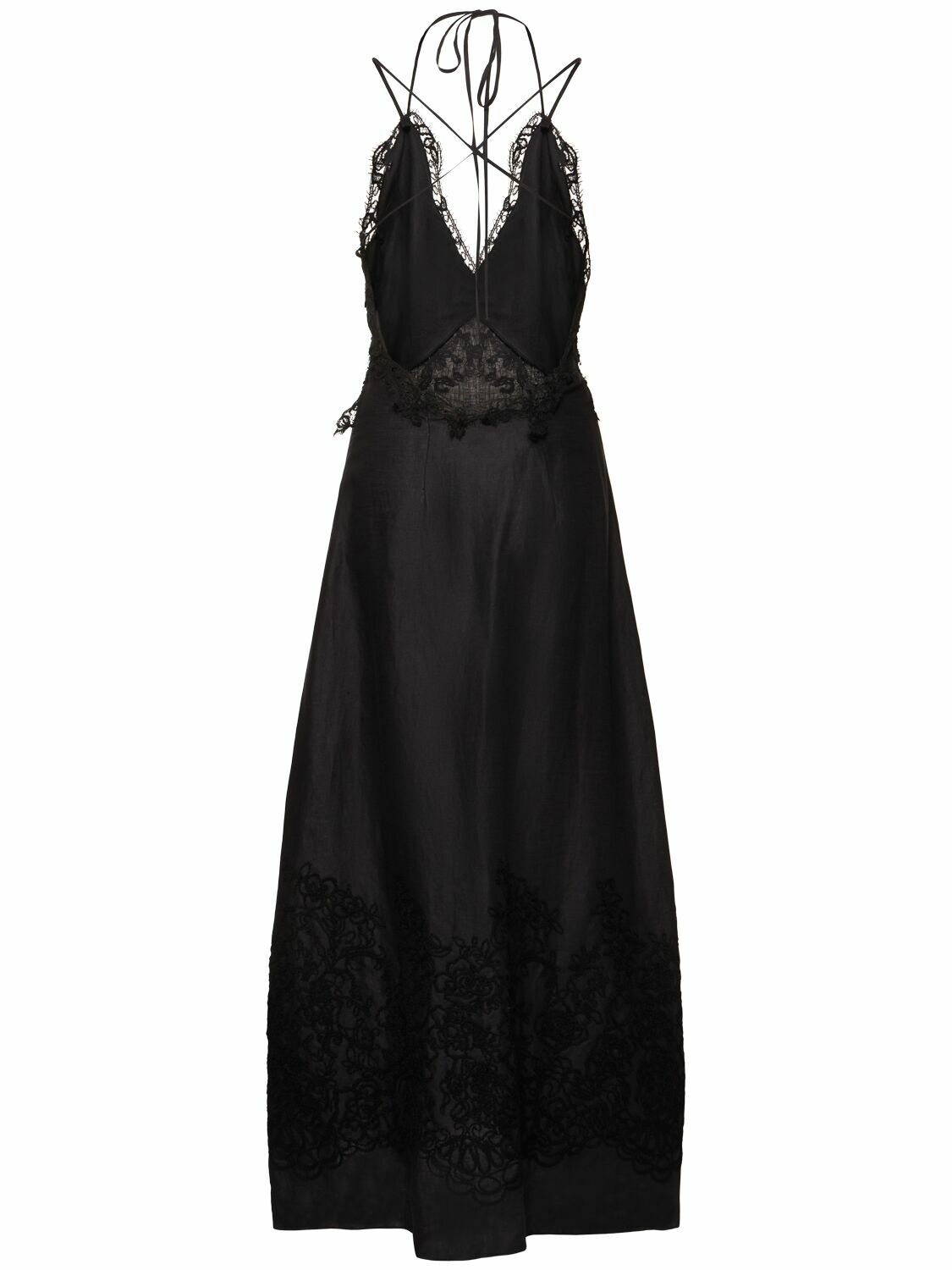chinese dress ladies Long lingerie-style dress in silk with black and white lace
