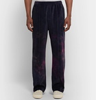 Needles - Tie-Dyed Cotton-Blend Velour Track Pants - Blue