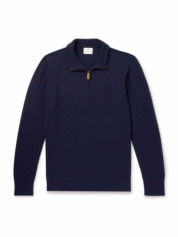 Photo: Kingsman - Merino Wool and Cashmere-Blend Half-Zip Sweater - Blue