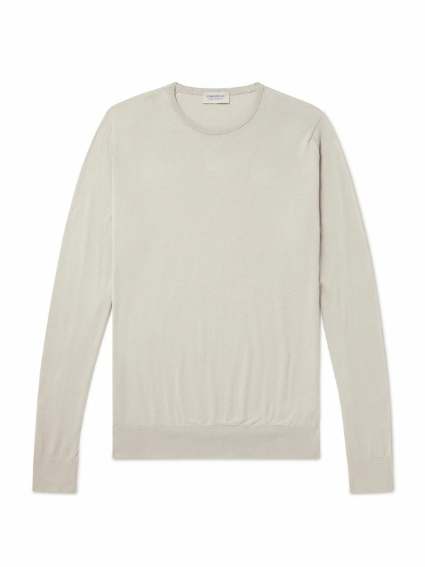Photo: John Smedley - Hatfield Slim-Fit Sea Island Cotton Sweater - Neutrals