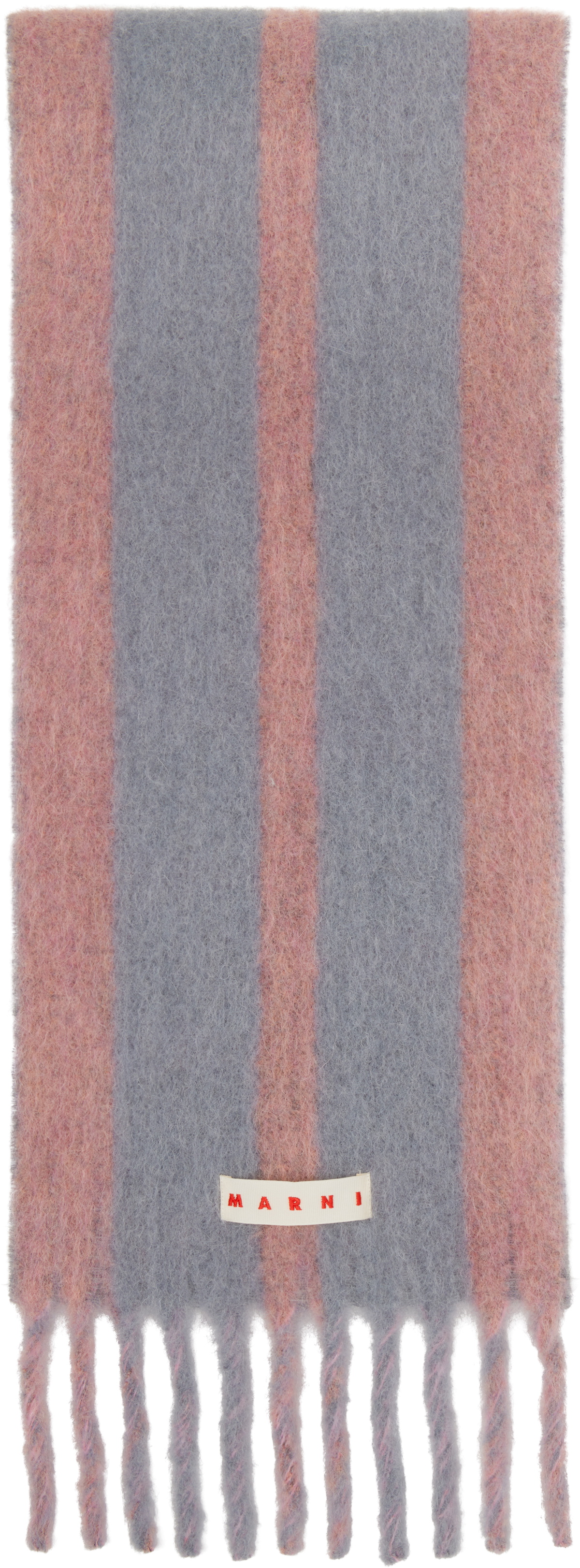 Marni Pink & Gray Striped Alpaca Scarf