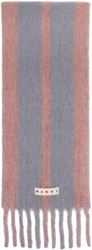 Photo: Marni Pink & Gray Striped Alpaca Scarf