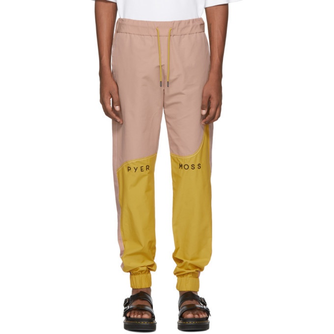 Photo: Pyer Moss Pink and Yellow Logo Wave Track Pants