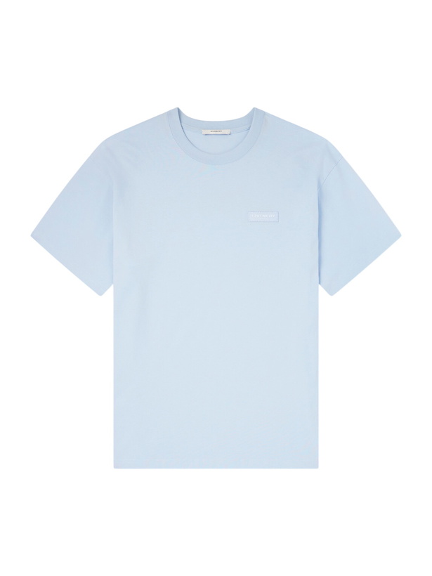 Photo: Givenchy - Logo-Appliquéd Cotton-Jersey T-Shirt - Blue