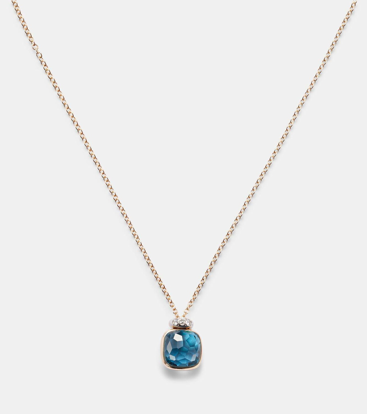Pomellato Nudo Mini 18kt rose gold pendant necklace with topaz and diamonds