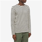 Armor-Lux Men's Long Sleeve Classic Stripe T-Shirt in Natural/Black