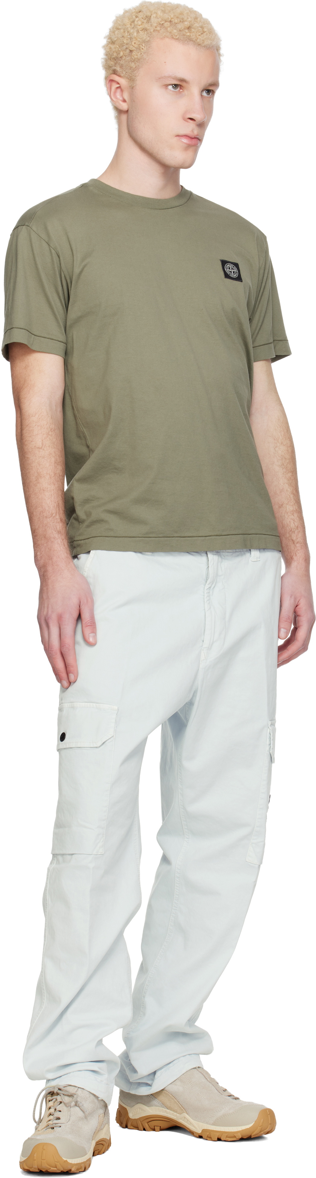 Stone Island Blue 3100011 Organic Broken Twill Old Effect Cargo Pants
