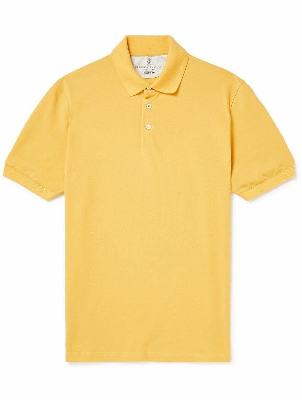 Photo: Brunello Cucinelli - Cotton-Piqué Polo Shirt - Yellow