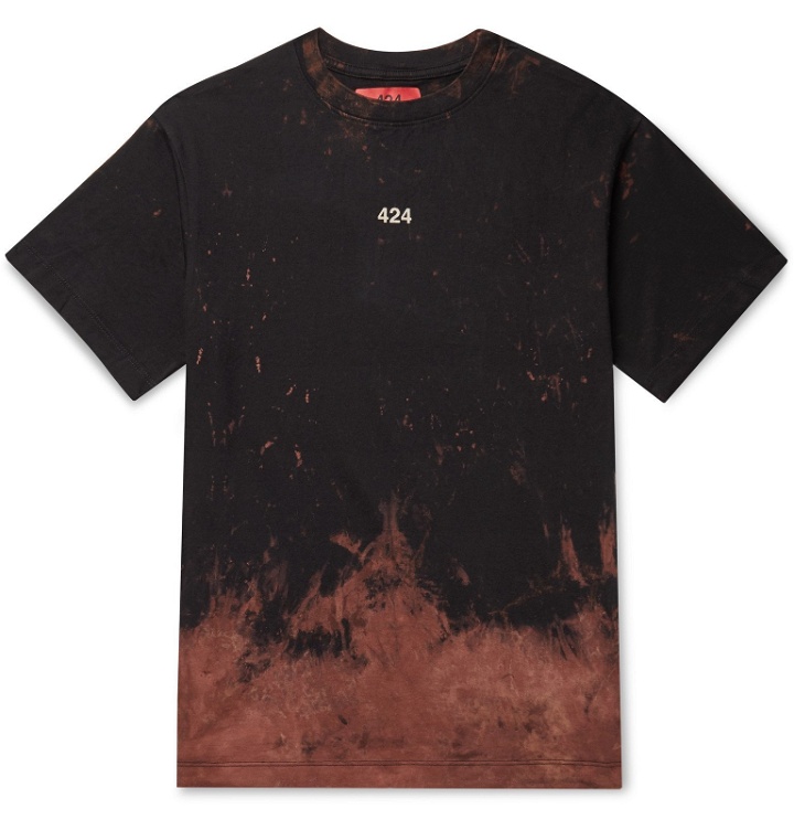 Photo: 424 - Logo-Print Bleached Cotton-Jersey T-Shirt - Black