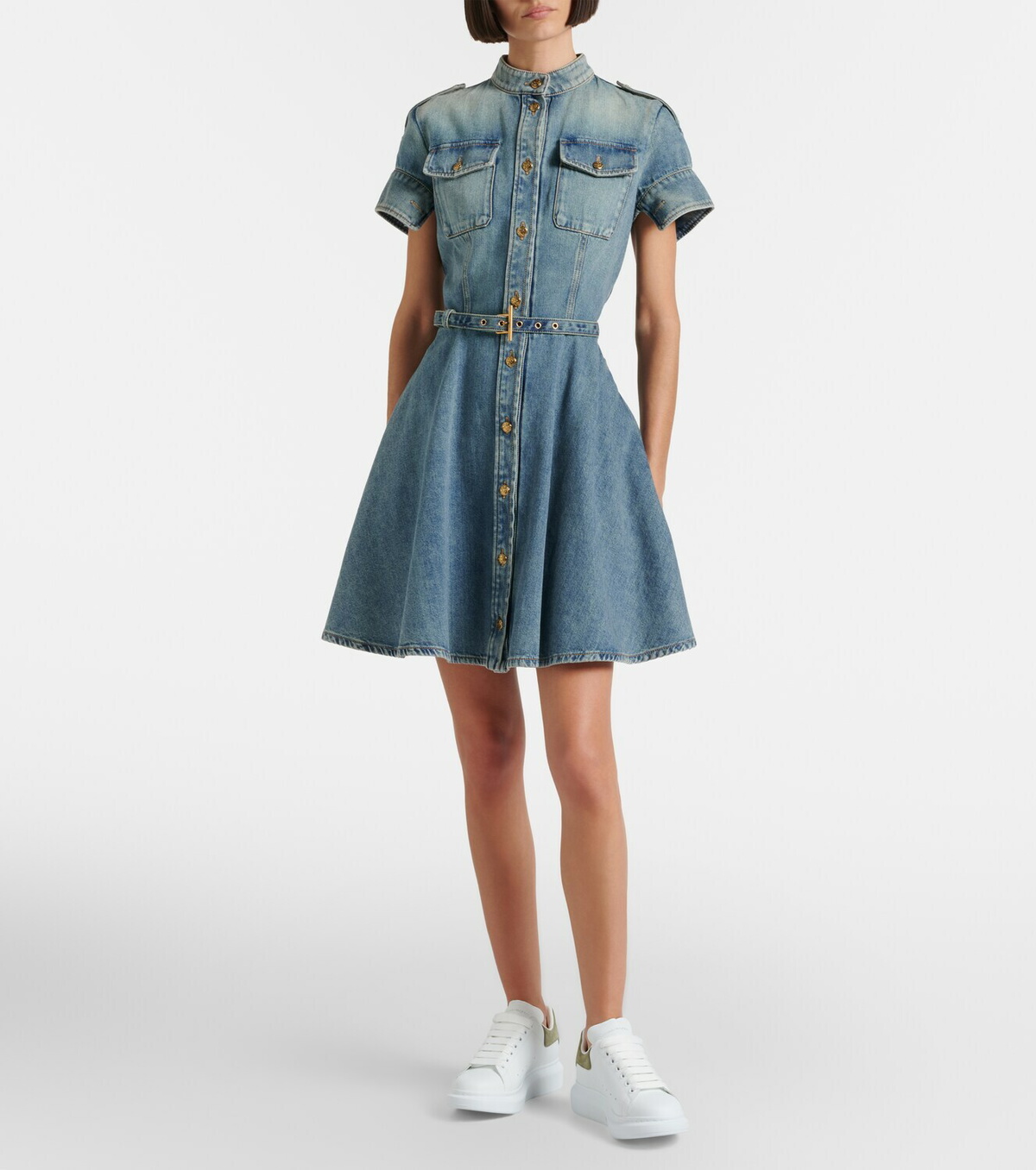 McQueen Belted denim shirt dress
