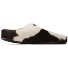 Marni White & Brown Fussbett Sabot Slip-on Loafers