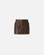 Pinko Leather Mini Skirt With Pockets Brown Sassicaia