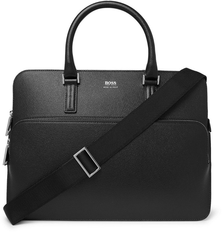 Photo: Hugo Boss - Full-Grain Leather Briefcase - Black