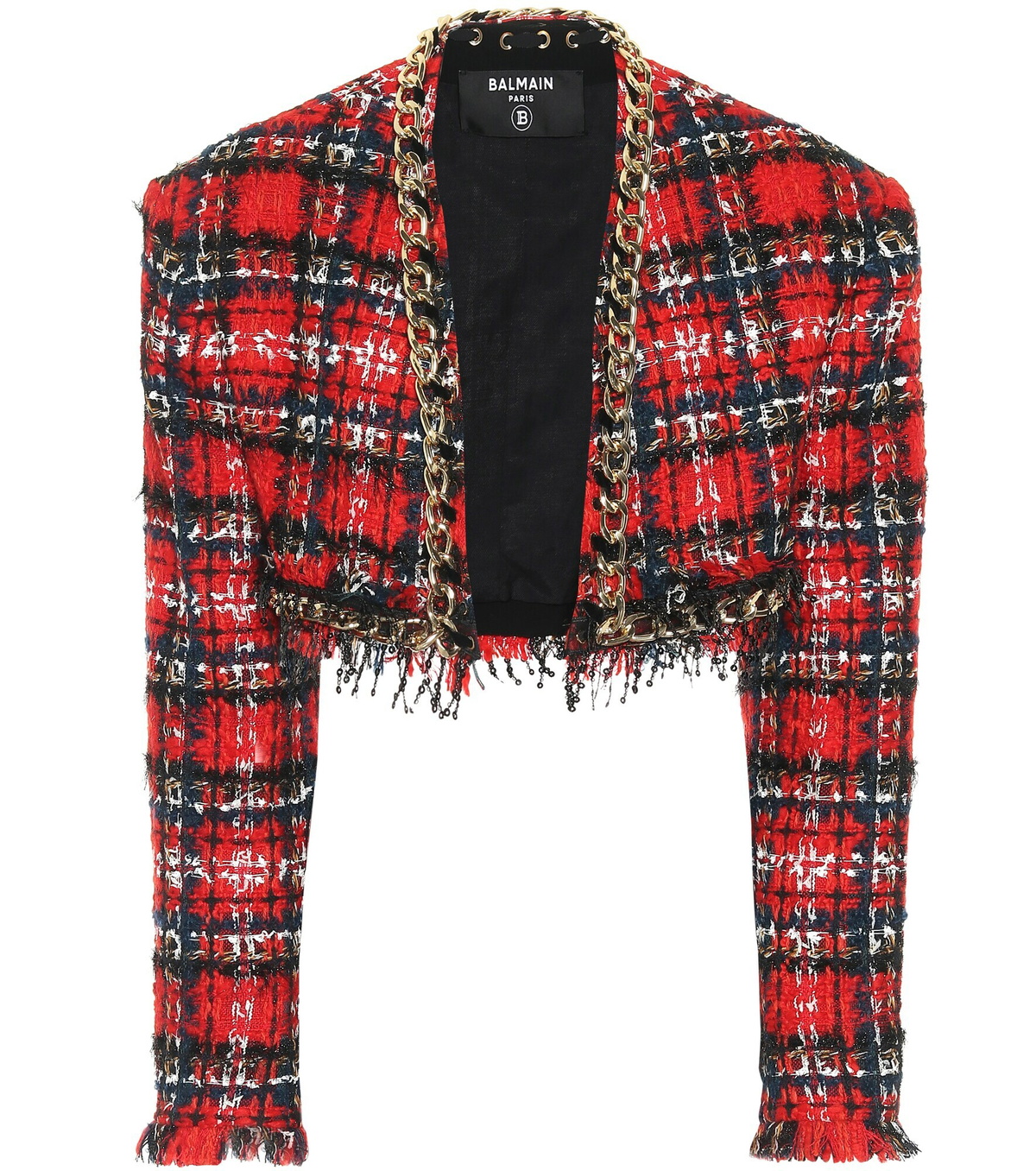 Balmain - Checked tweed bolero jacket Balmain