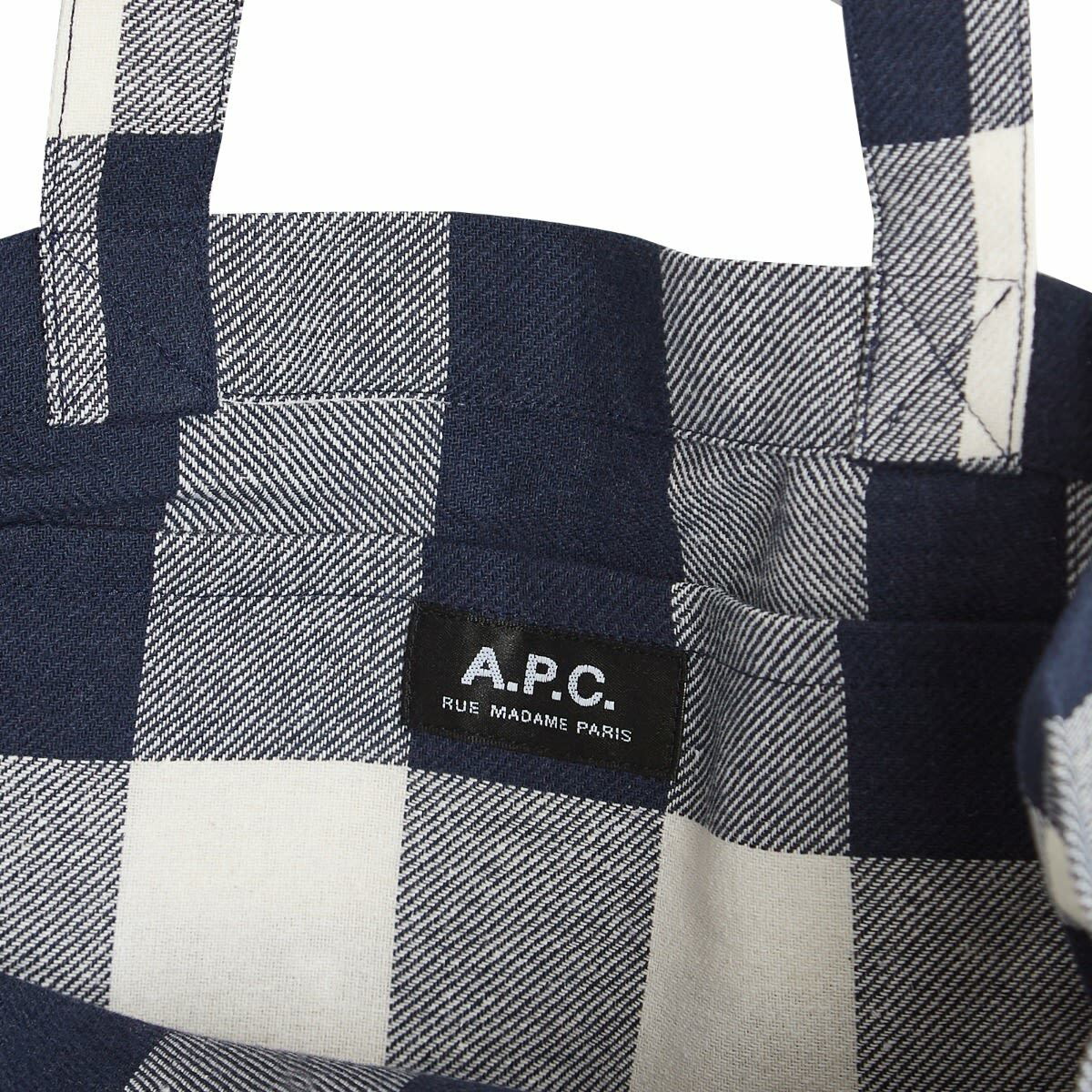 トートバッグ A.P.C. Lou Tote Bag Navy Check COGZXM61442IAK COGZXM61442IAK A.P.C. Men's Lou Tote in Dark Navy Check A.P.C.