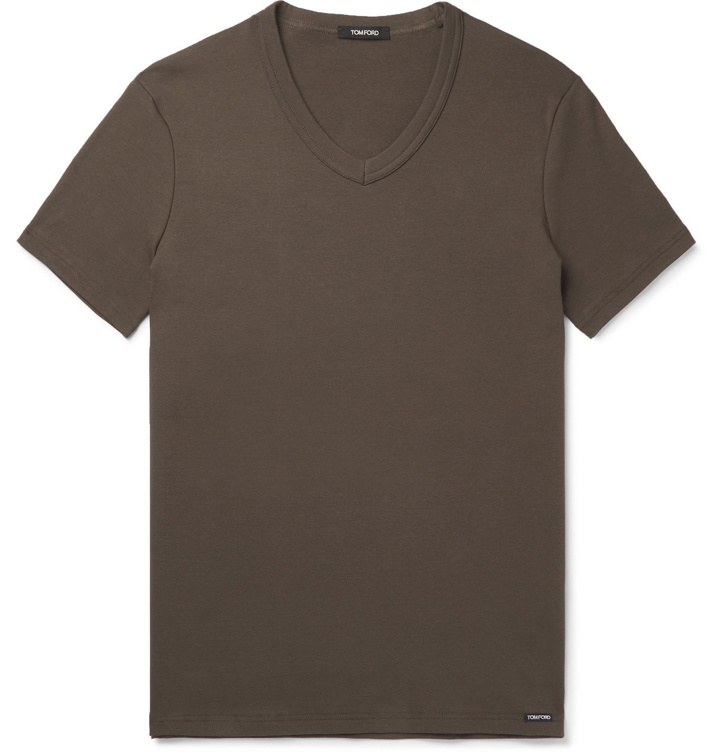 Photo: TOM FORD - Slim-Fit Stretch-Cotton Jersey T-Shirt - Green