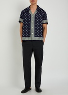 Bode Straight-leg Seersucker Trousers Navy