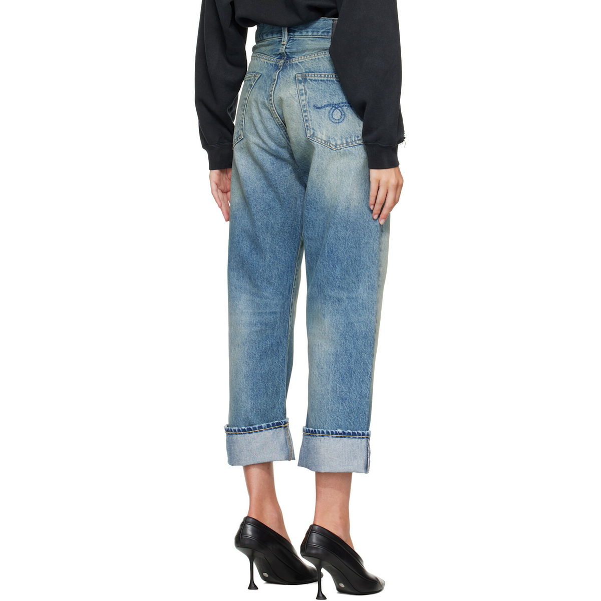 R13 Blue Cuffed X-Boyfriend Jeans