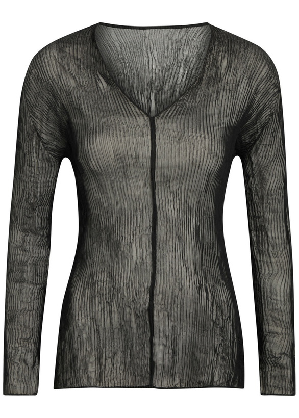 Photo: Issey Miyake Twist V-neck Semi-sheer Chiffon top Black