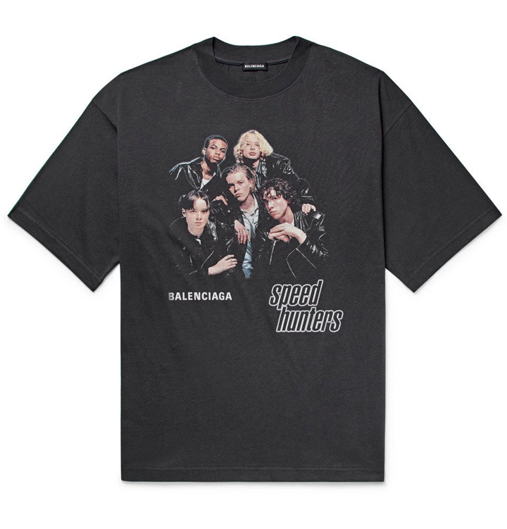 Photo: Balenciaga - Oversized Printed Cotton-Jersey T-Shirt - Men - Black