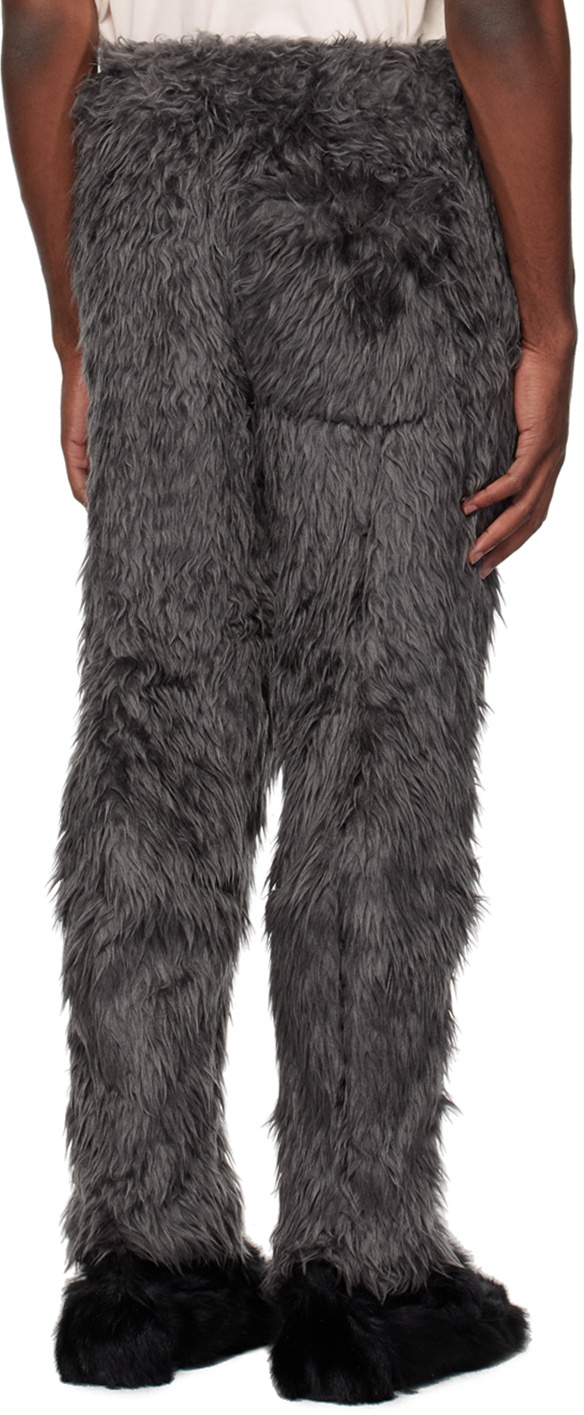 Doublet Gray Beastly Legs Faux-Fur Trousers Doublet