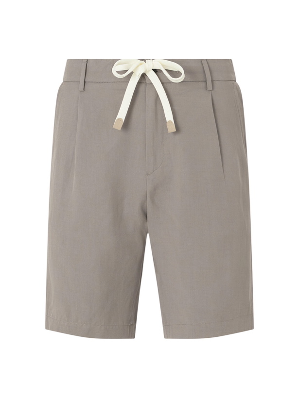 Photo: Eleventy - Wide-Leg Lyocell and Linen-Blend Twill Shorts - Gray