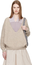 Baserange Beige Soar V Neck Sweater