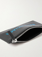 Balenciaga - Logo-Print Full-Grain Leather Zipped Cardholder with Lanyard