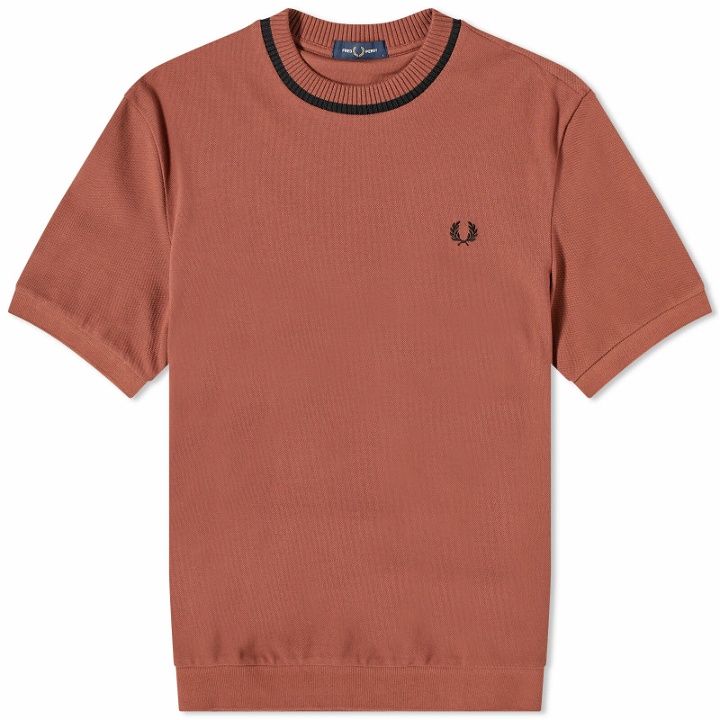 Photo: Fred Perry Men's Crew Neck Pique T-Shirt in Whisky Brown