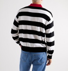 AMI - Striped Merino Wool Polo Shirt - Black