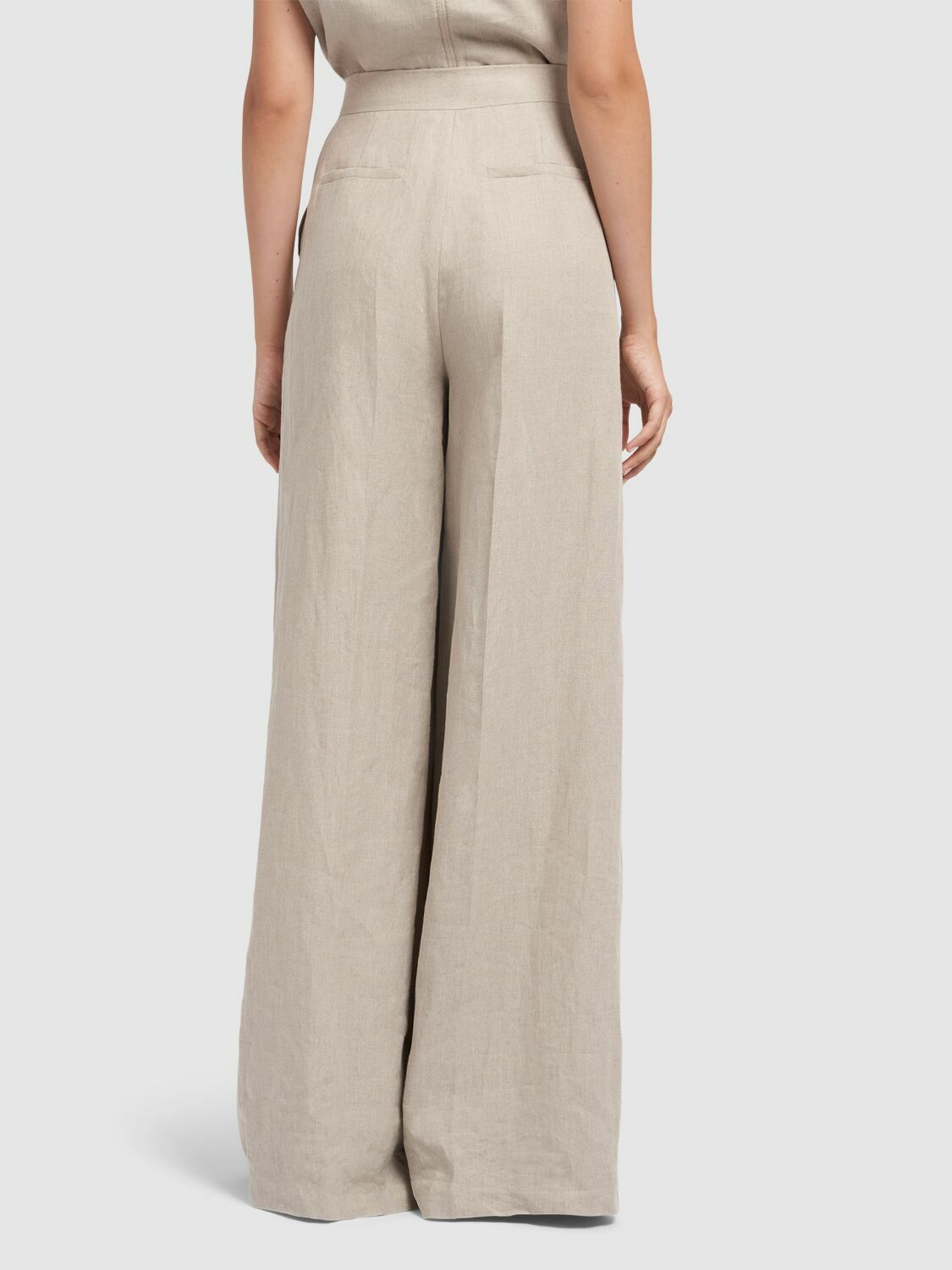 【Max Mara】 Sequoia Wide-Leg Trousers リネン ベージュ Linen canvas trousers, beige | 