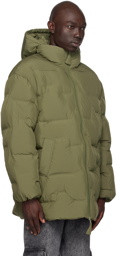 GANNI Green Quilted Puffer Coat