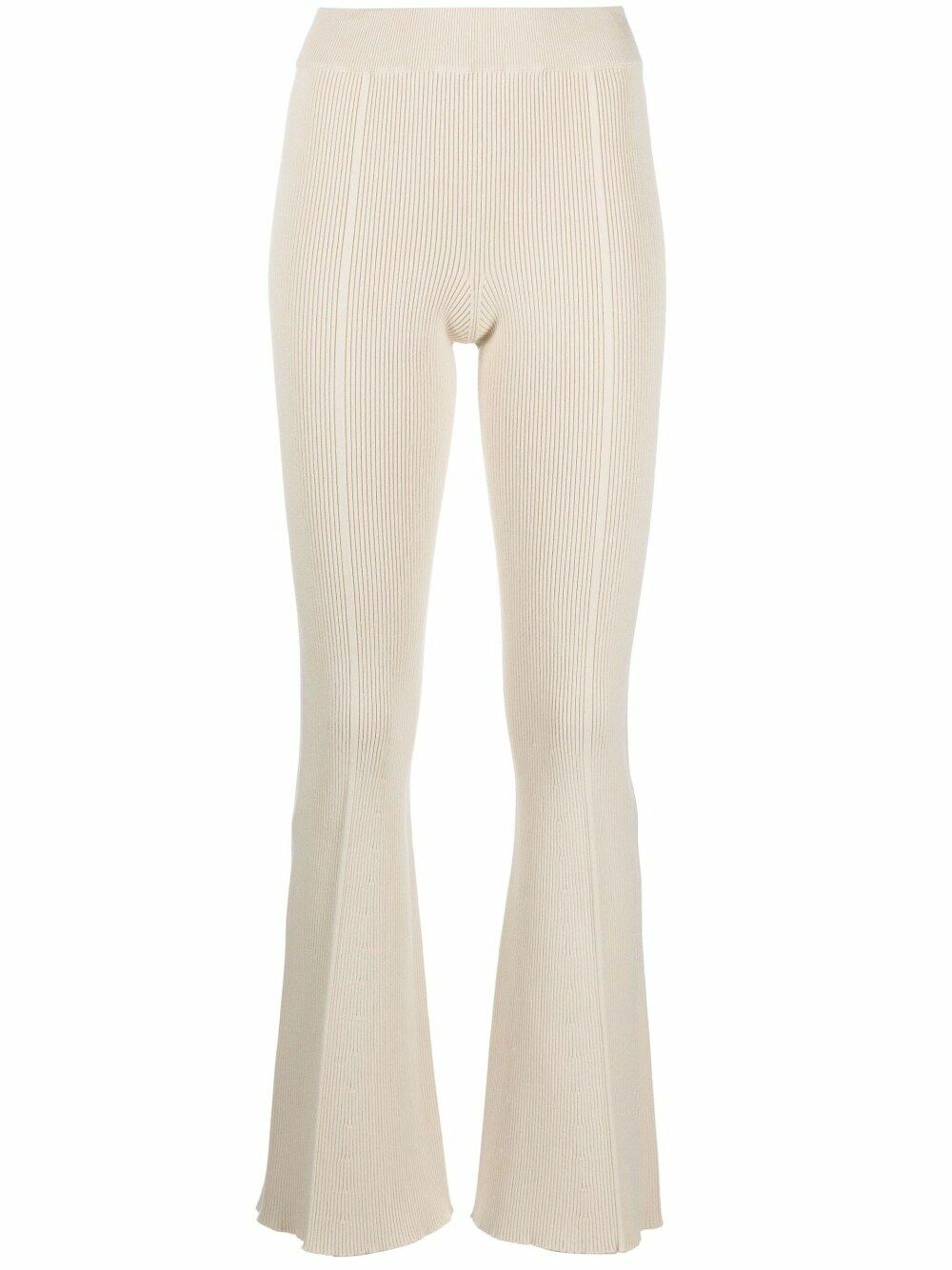 AERON Ribbed-Knit Flared Trousers