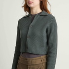 Auralee Women's Crop Knit Shirt Cardigan in Grey