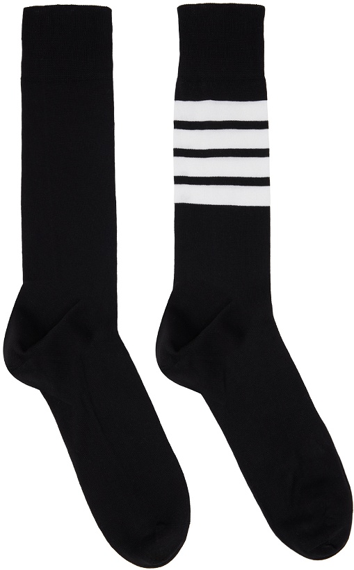 Photo: Thom Browne Black 4-Bar Stripe Socks
