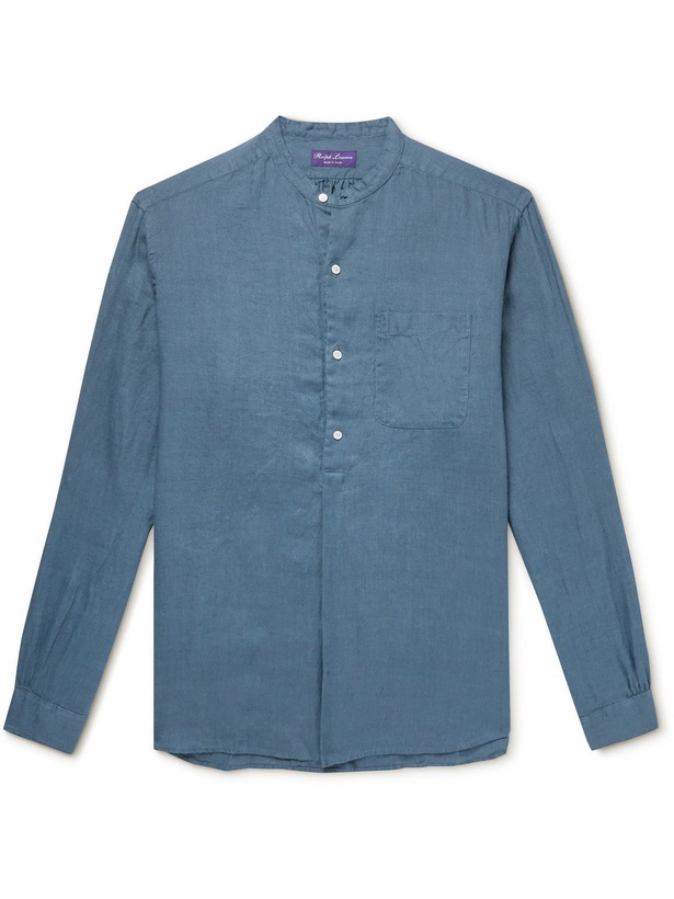 Photo: Ralph Lauren Purple label - Grandad-Collar Linen Shirt - Blue