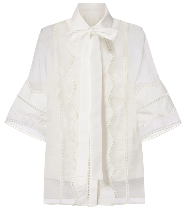 Photo: Elie Saab Tie-neck cotton and silk-blend blouse