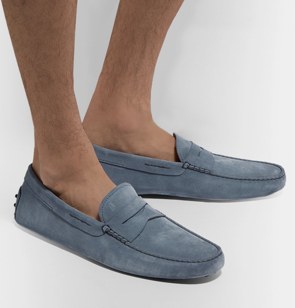 Luxury shoes for men - Tod's loafers in light blue suede