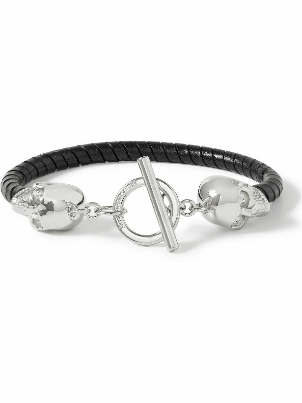 Photo: Alexander McQueen - Silver-Tone and Leather Bracelet - Black
