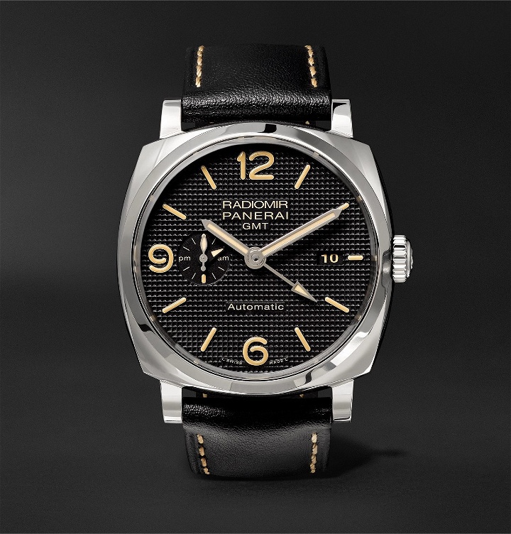 Photo: Panerai - Radiomir 1940 3 Days GMT Automatic Acciaio 45mm Stainless Steel and Leather Watch, Ref. No. PAM00627 - Black