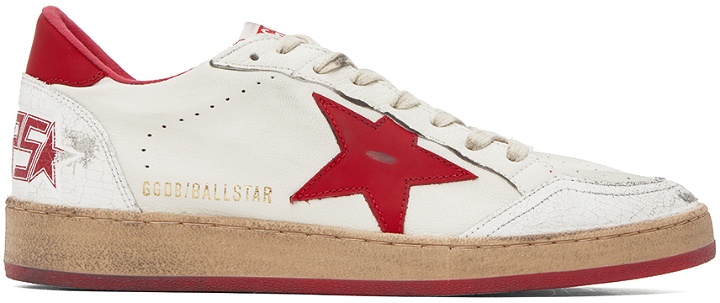 Photo: Golden Goose White & Red Ball Star Sneakers