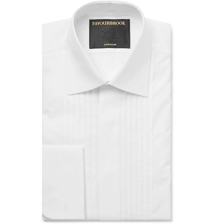 Photo: Favourbrook - White Cutaway-Collar Double-Cuff Cotton Tuxedo Shirt - White