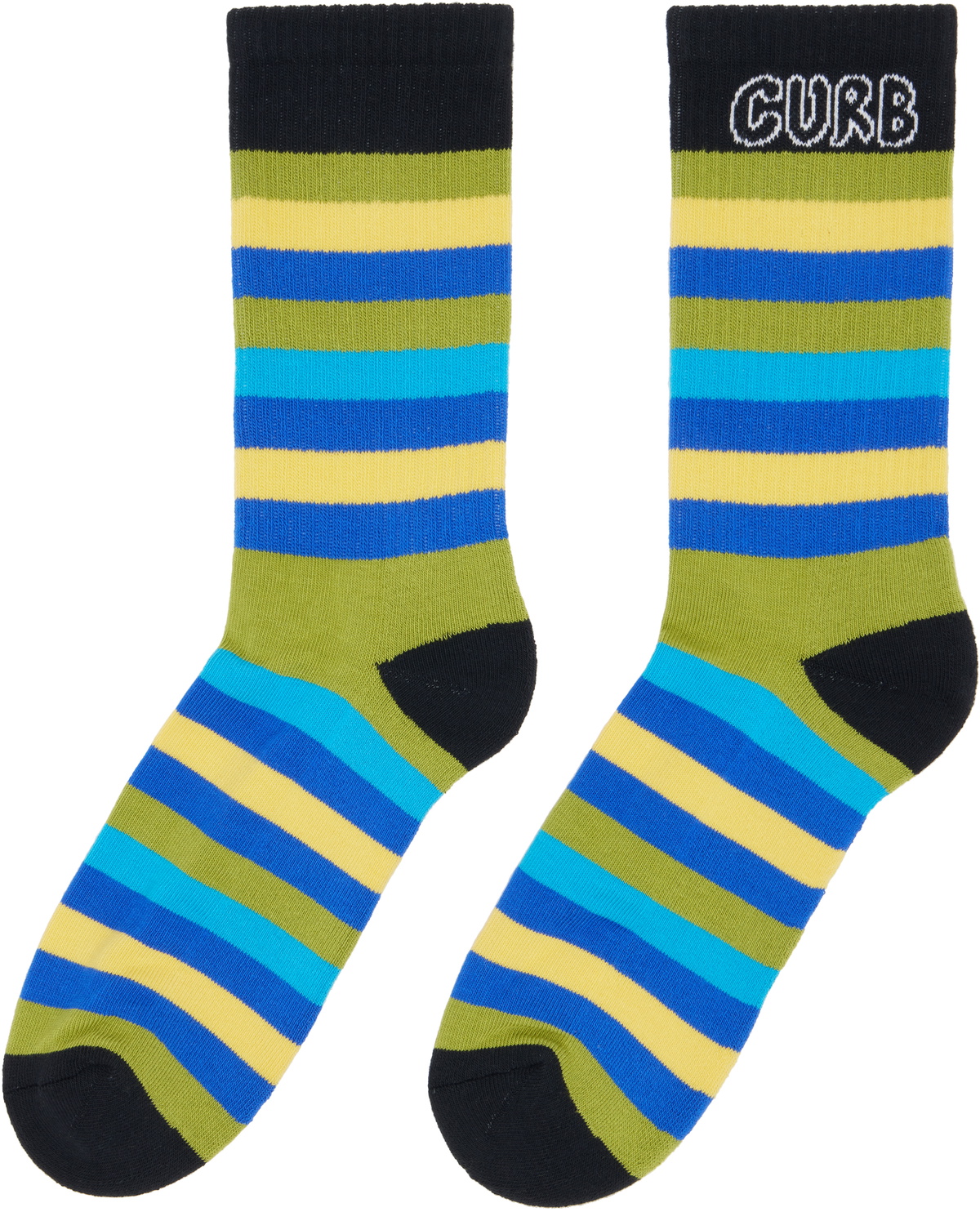 Lanvin Green & Blue 'Curb' Striped Cotton Socks