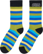 Lanvin Green & Blue 'Curb' Striped Cotton Socks