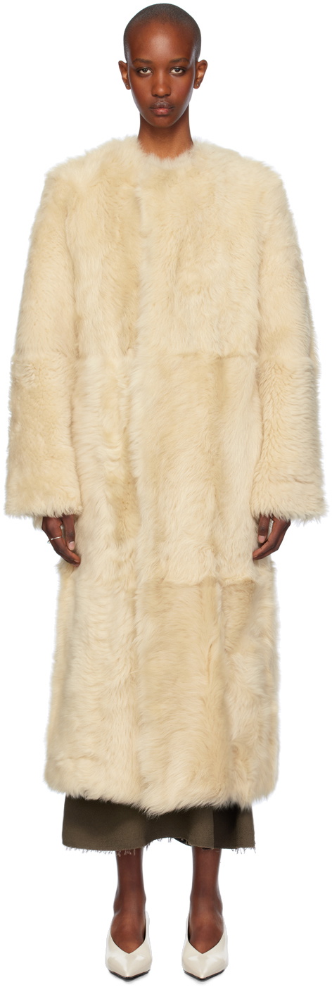 TOTEME Beige Silky Shearling Coat
