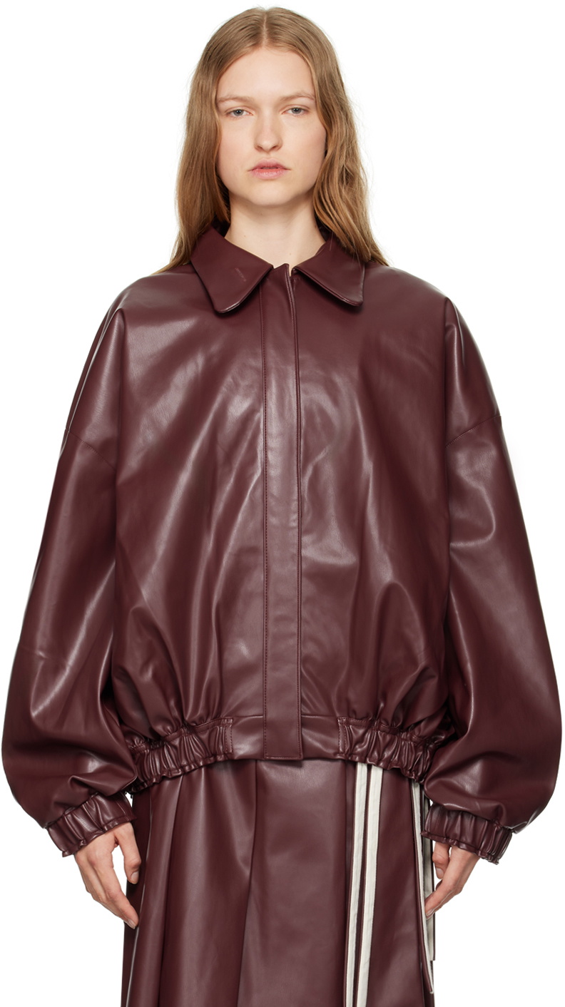 Renaissance Renaissance Burgundy Monik Faux-Leather Jacket