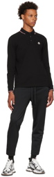 Moncler Black Long Sleeve Cotton Polo