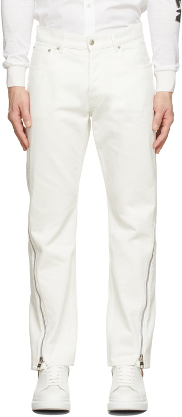 Photo: Alexander McQueen White Zip Detail Jeans