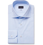 Ermenegildo Zegna - Light-Blue Slim-Fit 100Fili Cutaway-Collar Pinstriped Cotton-Poplin Shirt - Light blue