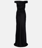 The Sei Bardot off-shoulder silk charmeuse gown
